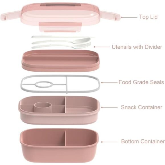 JBGOYON® Bento Lunch Box Set - 3 Stackable Containers for Adults and Kids，lunch - Picture 2 of 8